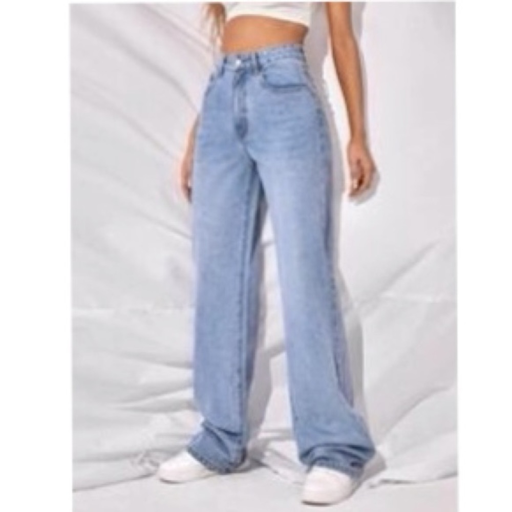 High waisted wide leg jeans